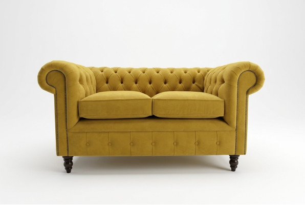 Chesterfield Sofa 2-Seater Upholstered Couches Couch Three-Seater Yellow Sofas Velvet New