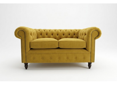 Chesterfield Sofa 2-Seater Upholstered Couches Couch Three-Seater Yellow Sofas Velvet New