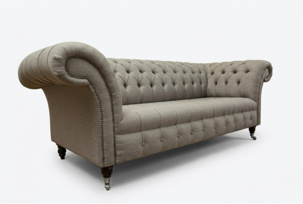 Classic Chesterfield design couch 3-seater sofa couch velvet leather large 225cm