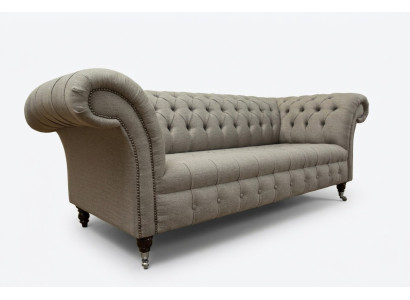 Classic Chesterfield design couch 3-seater sofa couch velvet leather large 225cm