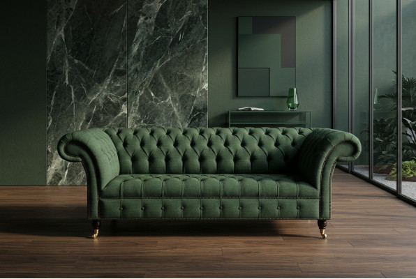 Classic Chesterfield design couch 3-seater sofa velvet big 225cm leather