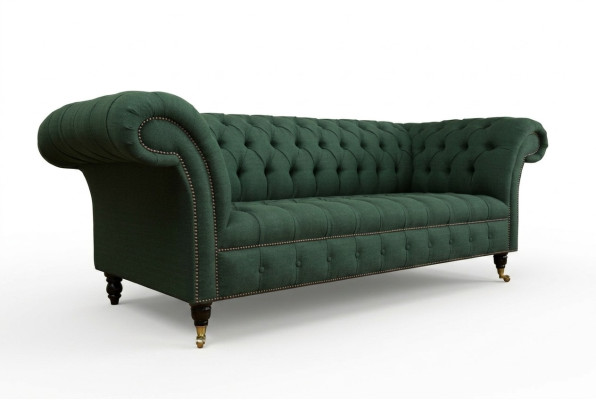 Classic Chesterfield design couch 3-seater sofa velvet big 225cm leather