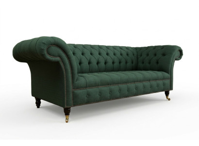 Classic Chesterfield design couch 3-seater sofa velvet big 225cm leather