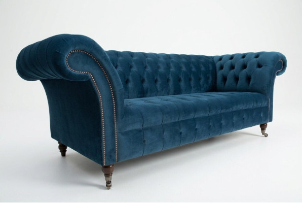 Big Chesterfield sofa couch upholstered designer couches velvet textile leather new.