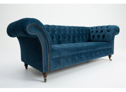 Big Chesterfield sofa couch upholstered designer couches velvet textile leather new.