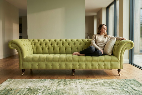 Classic Chesterfield Sofa 4-Seater Sofas Couches Leather Green Design Upholstery