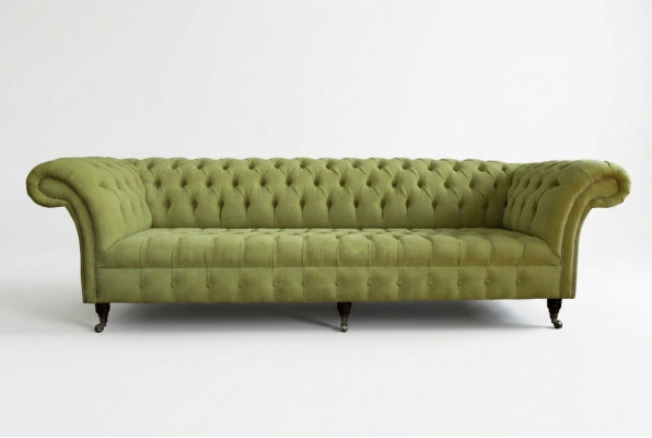 Classic Chesterfield Sofa 4-Seater Sofas Couches Leather Green Design Upholstery