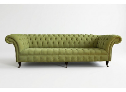 Classic Chesterfield Sofa 4-Seater Sofas Couches Leather Green Design Upholstery