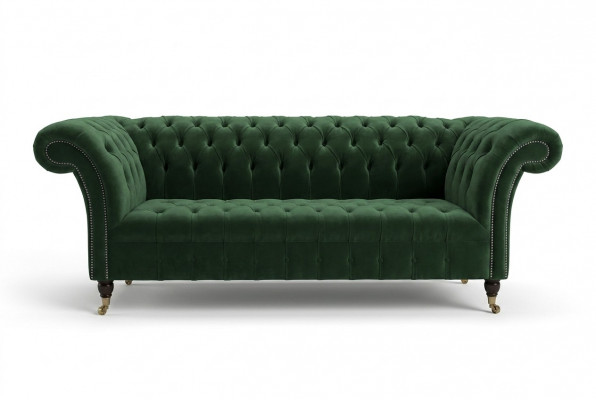 Classic Chesterfield Design Couch 3-seater Sofa Velvet Leather big green new