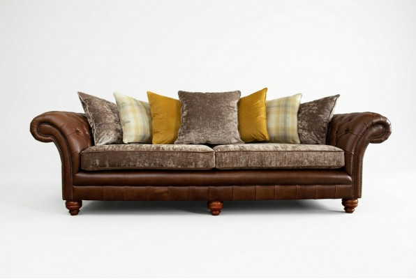 Classic Chesterfield Sofa 4 Seater Sofas Couches Leather Brown Design Upholstery