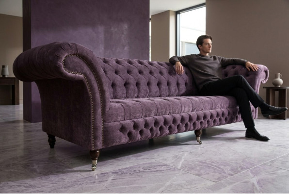 Classic Chesterfield Sofa 4-Seater Sofas Upholstered Couches Leather Brown Design