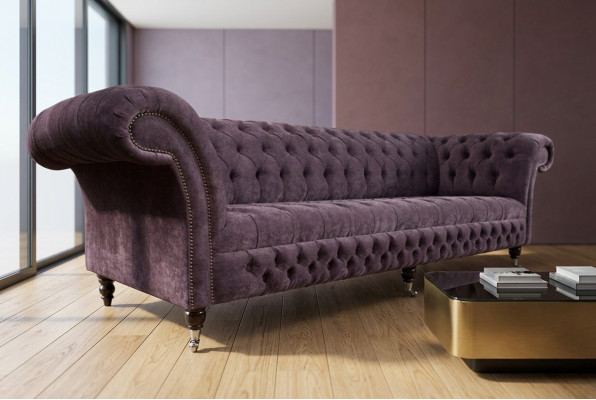 Classic Chesterfield Sofa 4-Seater Sofas Upholstered Couches Leather Brown Design