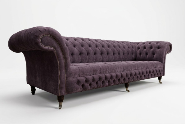 Classic Chesterfield Sofa 4-Seater Sofas Upholstered Couches Leather Brown Design