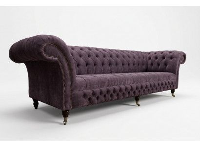 Classic Chesterfield Sofa 4-Seater Sofas Upholstered Couches Leather Brown Design