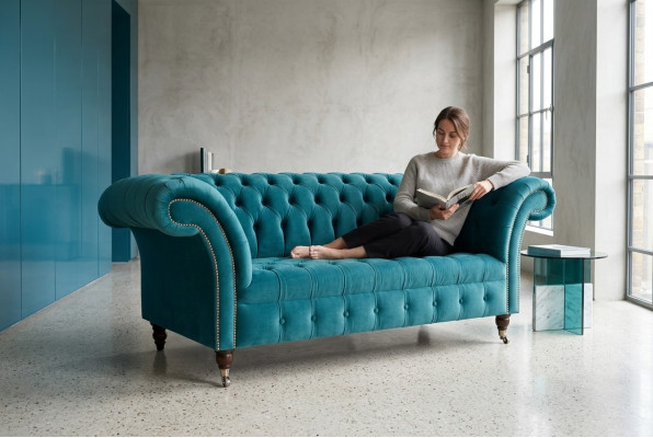 Chesterfield velvet sofa couch upholstery 2-seater cushion faux sofas couches new