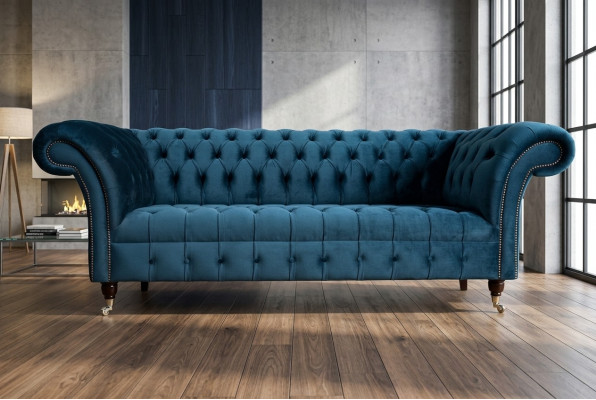 Chesterfield 3-seater upholstered couch leather fabric sofa couches textile modern style