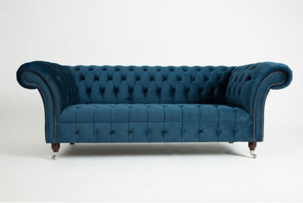 Chesterfield 3-seater upholstered couch leather fabric sofa couches textile modern style