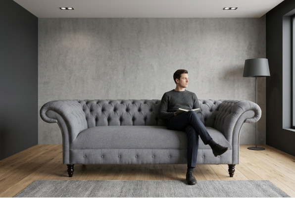 Chesterfield 3-seater upholstered couch leather sofa couches fabric modern style material