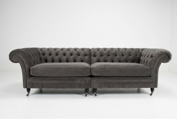 Classic Chesterfield Sofa 4-Seater Design Sofas Upholstered Couches Leather Brown