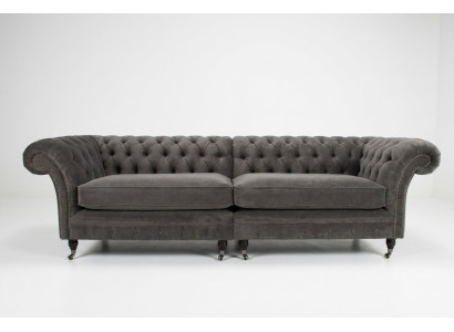 Classic Chesterfield Sofa 4-Seater Design Sofas Upholstered Couches Leather Brown