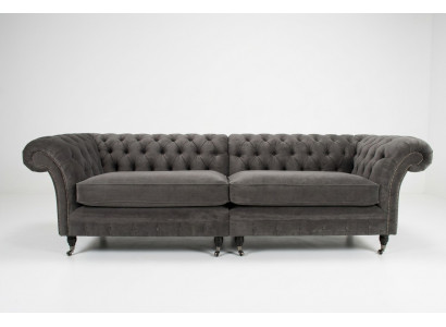 Classic Chesterfield Sofa 4-Seater Design Sofas Upholstered Couches Leather Brown
