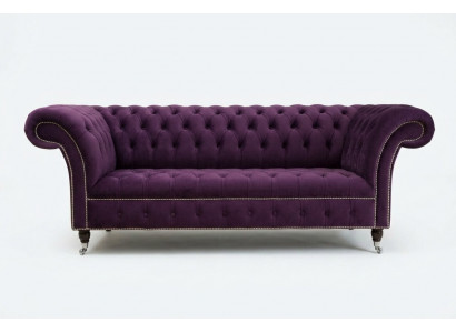 Chesterfield Original Sofa Couch Fabric Sofas Cloth Purple 225cm Couches