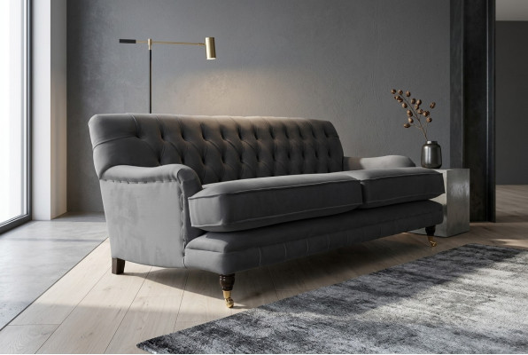 Chesterfield 3-seater couch upholstery fabric couches seating living room sofa velvet new
