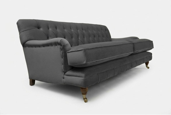 Chesterfield 3-seater couch upholstery fabric couches seating living room sofa velvet new