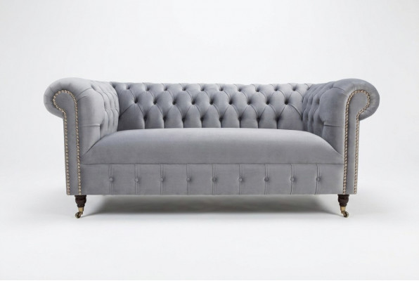 Gray Chesterfield Upholstered 3-Seater Modern Living Room Sofa