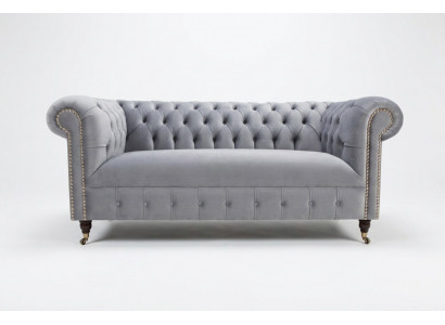Gray Chesterfield Upholstered 3-Seater Modern Living Room Sofa