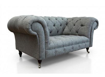 Luxury 2-seater couch upholstered sofa leather fabric couches Chesterfield suite new