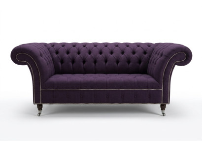 Classic Chesterfield Couch 3-Seater Sofa Couch Velvet Leather Purple Design Upholstery