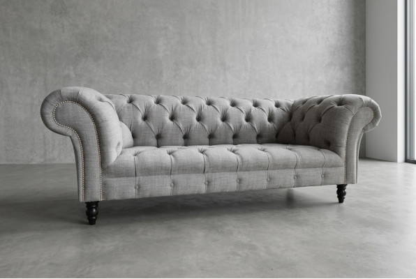 Design Chesterfield Sofa 3 Couch Sofa Set Fabric Upholstery Leather Three-Seater Couches