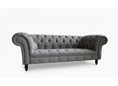 Design Chesterfield Sofa 3 Couch Sofa Set Fabric Upholstery Leather Three-Seater Couches