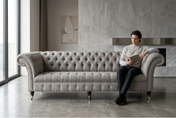Textile sofa fabric couch Chesterfield big sofas XXL couches seat 265cm upholstery