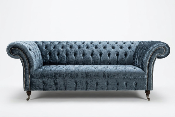 Living room Chesterfield sofa couch design textile couches sofas three-seater gray
