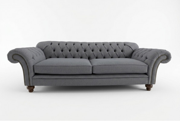Modern sofa Chesterfield couch 4-seater couches velvet leather design gray