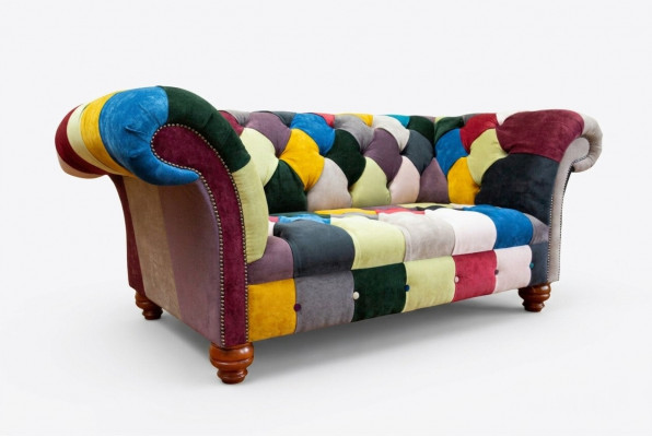 Modern Design Colorful Chesterfield 2-Seater Sofa Fabric Couch Upholstered Design