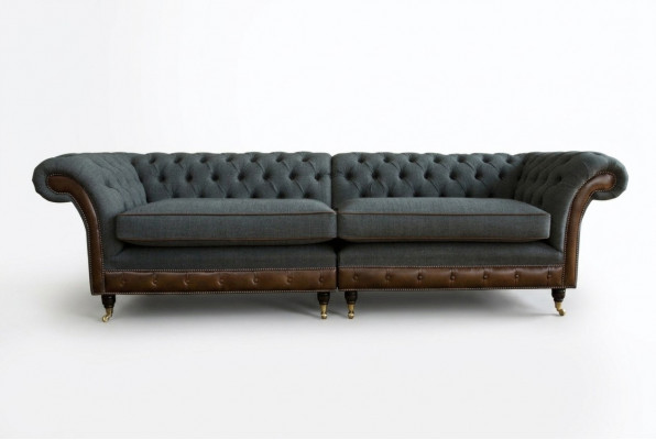 Chesterfield Sofa Couch Upholstery Sofas Couches Four-Seater Fabric 265cm Seat Cushion