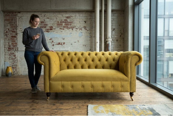 Sofa 2 Seater Design Sofas Upholstery Modern Seating Fabric Textile Two-Seater New