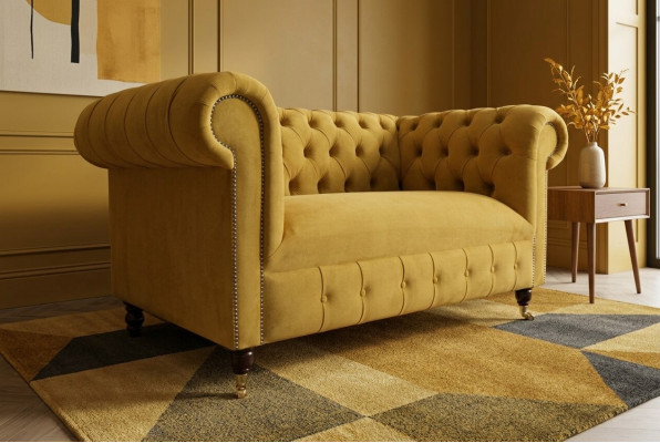 Sofa 2 Seater Design Sofas Upholstery Modern Seating Fabric Textile Two-Seater New