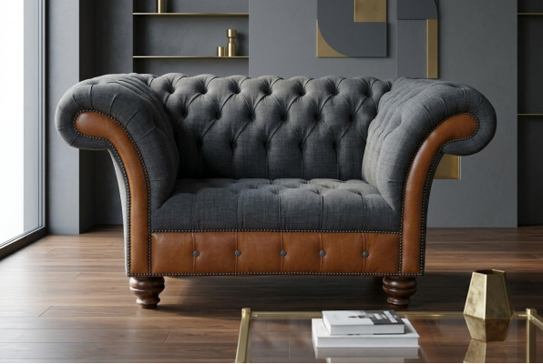 Armchair Couch Upholstery Sofa Textile Chesterfield Couches 1.5-Seater Single-Seater Gray