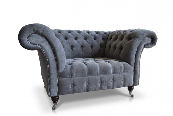 Armchair Couch Upholstery Sofa Chesterfield Couches 1.5-Seater Single-Seater Gray Textile