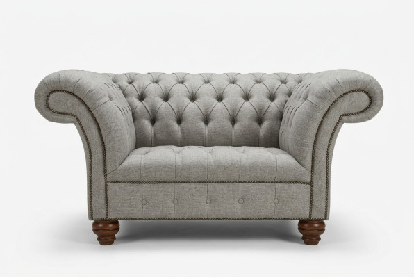 Chesterfield Design Fabric Couch Armchair 1.5 Seater Upholstered Sofas Lounge Gray Velvet