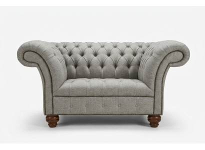 Chesterfield Design Fabric Couch Armchair 1.5 Seater Upholstered Sofas Lounge Gray Velvet