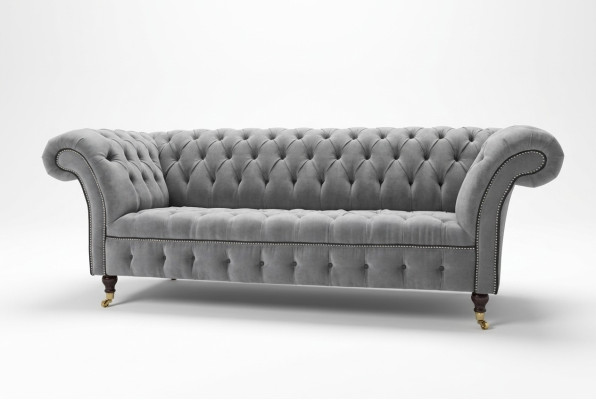 Stylish Grey Chesterfield 3-Seater Luxury Living Room Sofa