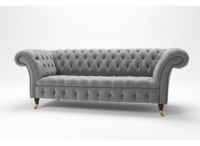Stylish Grey Chesterfield 3-Seater Luxury Living Room Sofa
