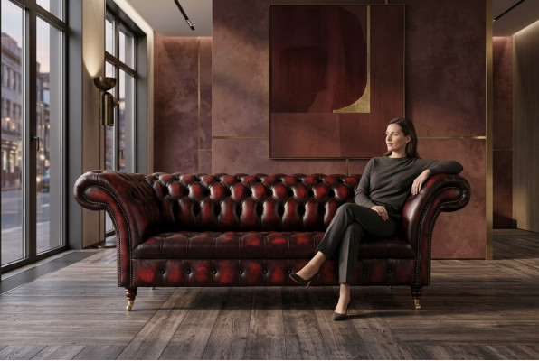 Bordaux Chesterfield Three-Seater Luxury Living Room Couch