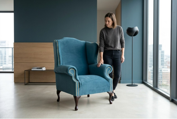 Wingback chair, Chesterfield sofa, couch upholstery, 1-seater armchair, sofas, textile, turquoise.