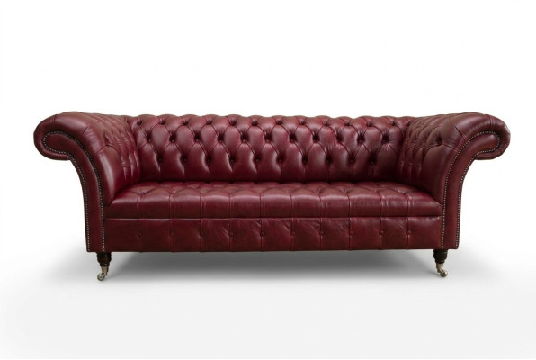 Red Chesterfield Three-Seater Designer 3-Seater Sofa Luxury Couch